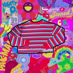 90’s style striped cropped sweater (*´꒳`*)